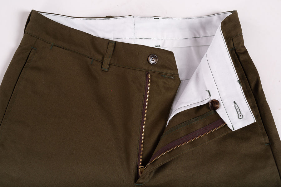 Cotton Twill Olive Chinos